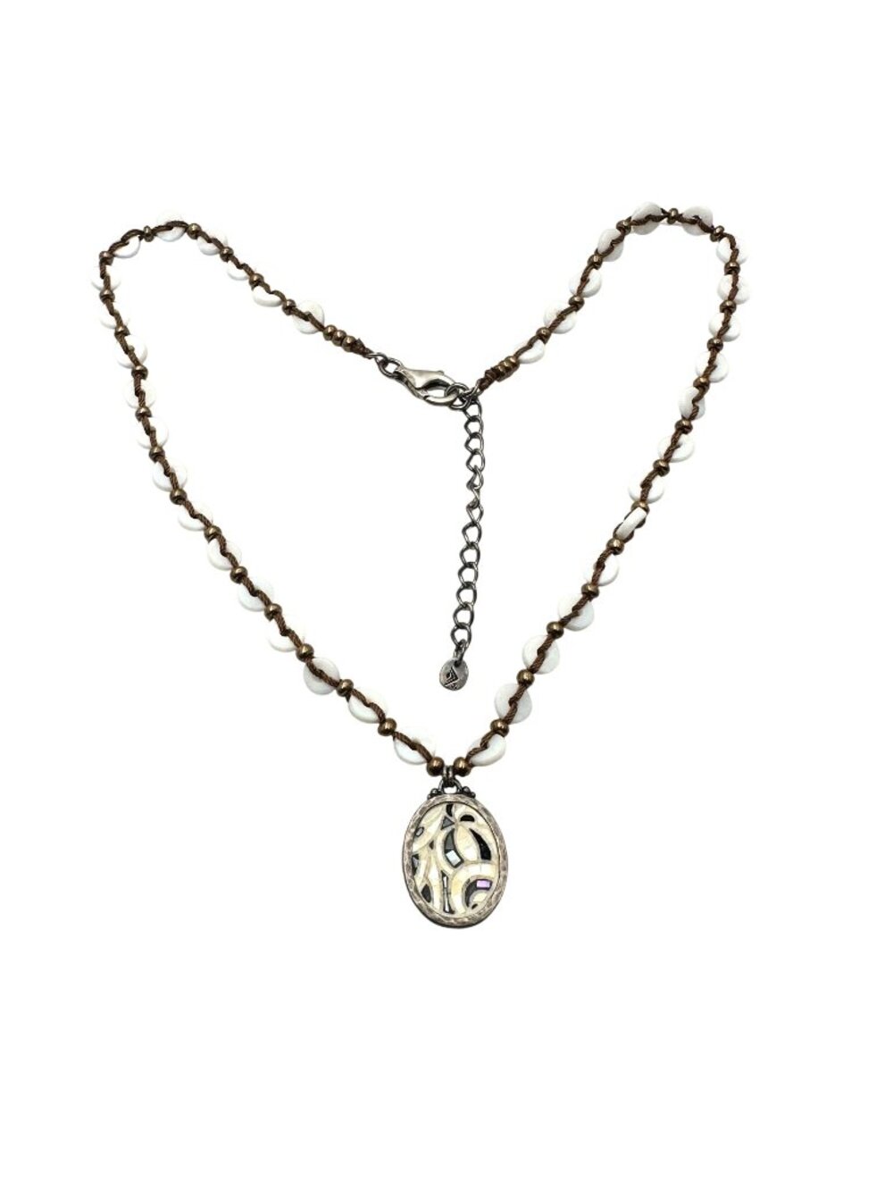 SILPADA N2176 Sterling Silver Shell Mosaic Pendant Necklace